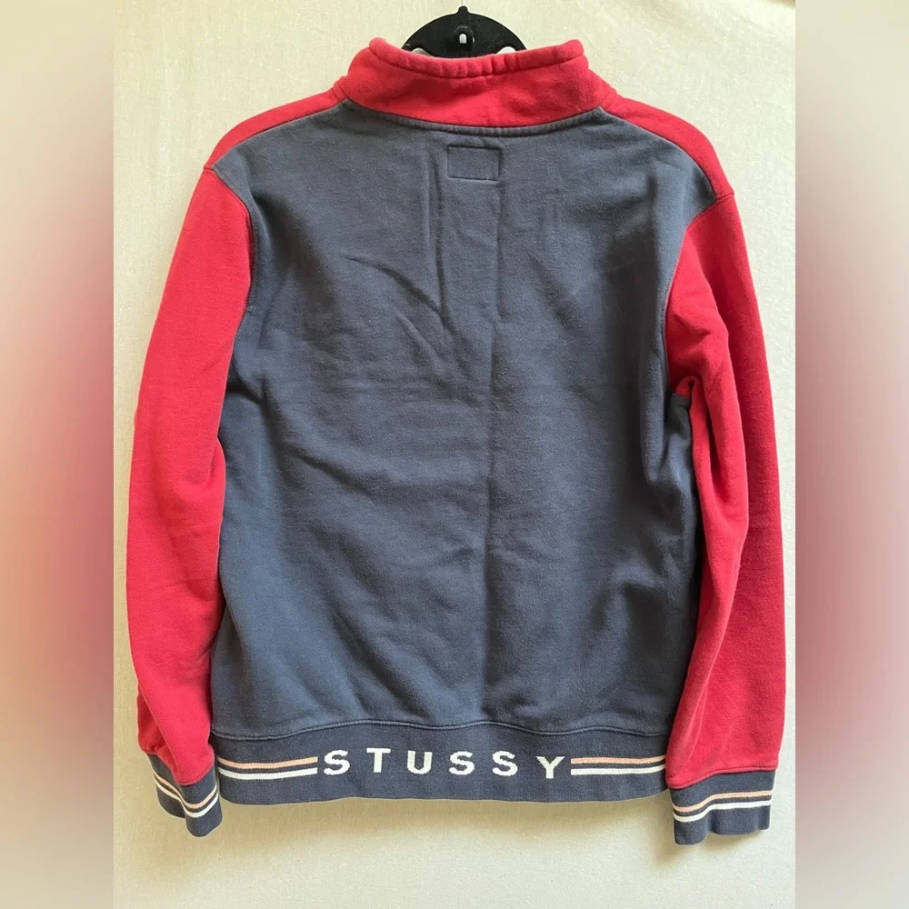 Stussy Colorblock Quarter Zip Sweatshirt Size M - Picture 2 of 9